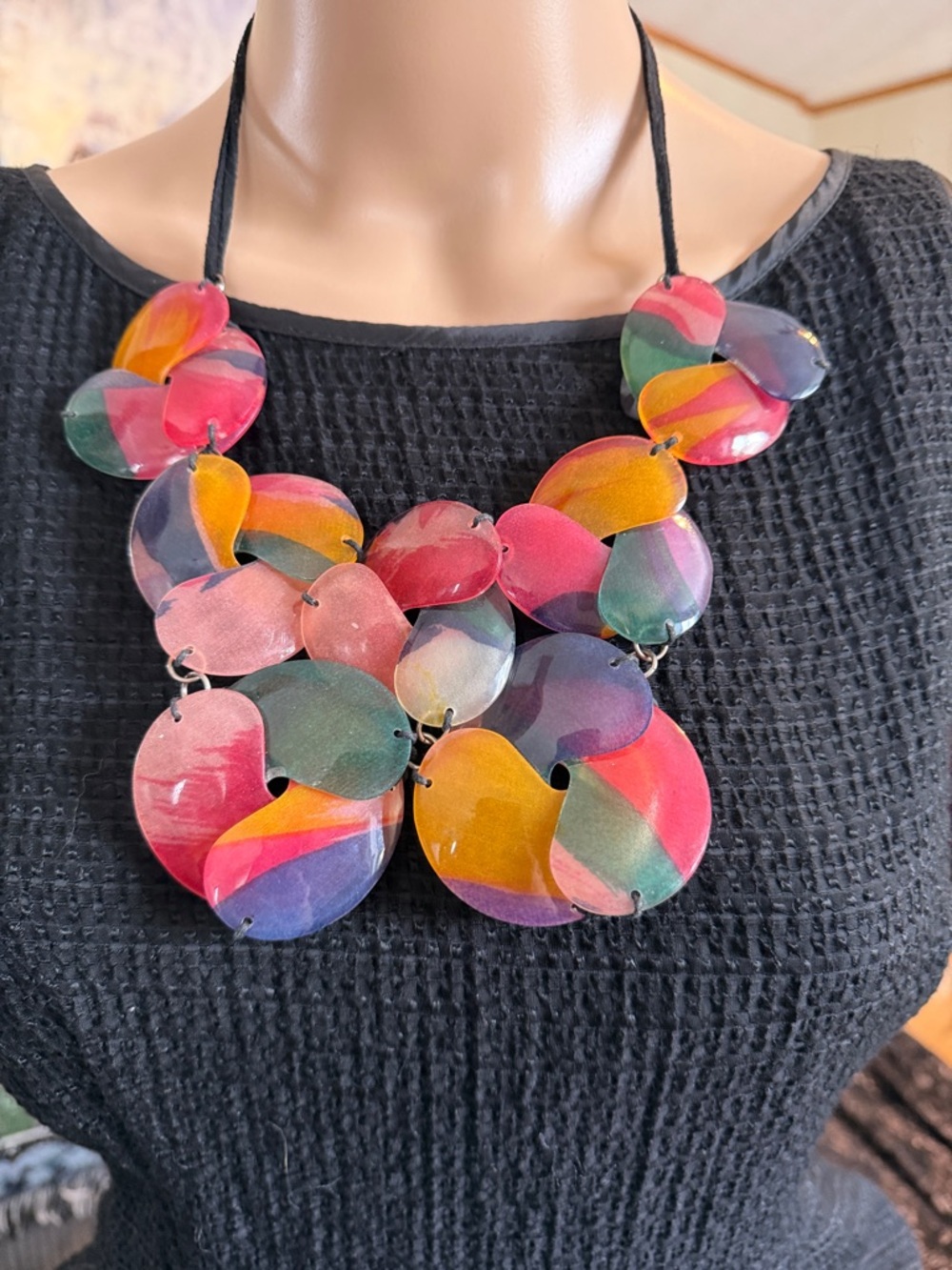 Colorful Multicolor Statement Bib Necklace